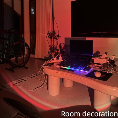 Fall Sunset Lamp Projector Light 180° Adjustable RGB Mood Lamp with 4 Modes Remote Control Battery Included for Bedroom Gaming Room Live Streaming Christmas Gift DC Power Supply
